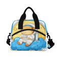 thumbnail image 2 of Meal Bag Large Capacity Handheld Lunch Bag Crossbody Insulated Bag for Office, Picnic, Travel Astronaut Capibara, 2 of 6