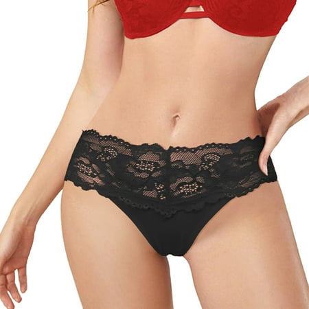 

GWAABD Low Waisted Underwear for Women Panties Thong A Set Colors Optiont Lingerie Hollow Flowers Sides Lace Thong Panties