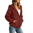 thumbnail image 3 of ZHYou Zip Up Hoodies for Women Casual Multi Panel Seam Drop Shoulder Loose Drawstring Hooded Sweatshirts with Pockets,Red,Size XL, 3 of 8