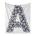 thumbnail image 1 of Letter a Soft Flannel Fleece Throw Blanket, Realistic Soccer Balls in Form of Capital Sports Play League Competition Theme, Cozy Plush for Indoor and Outdoor Use, 70" x 90", Black White, by Ambesonne, 1 of 6