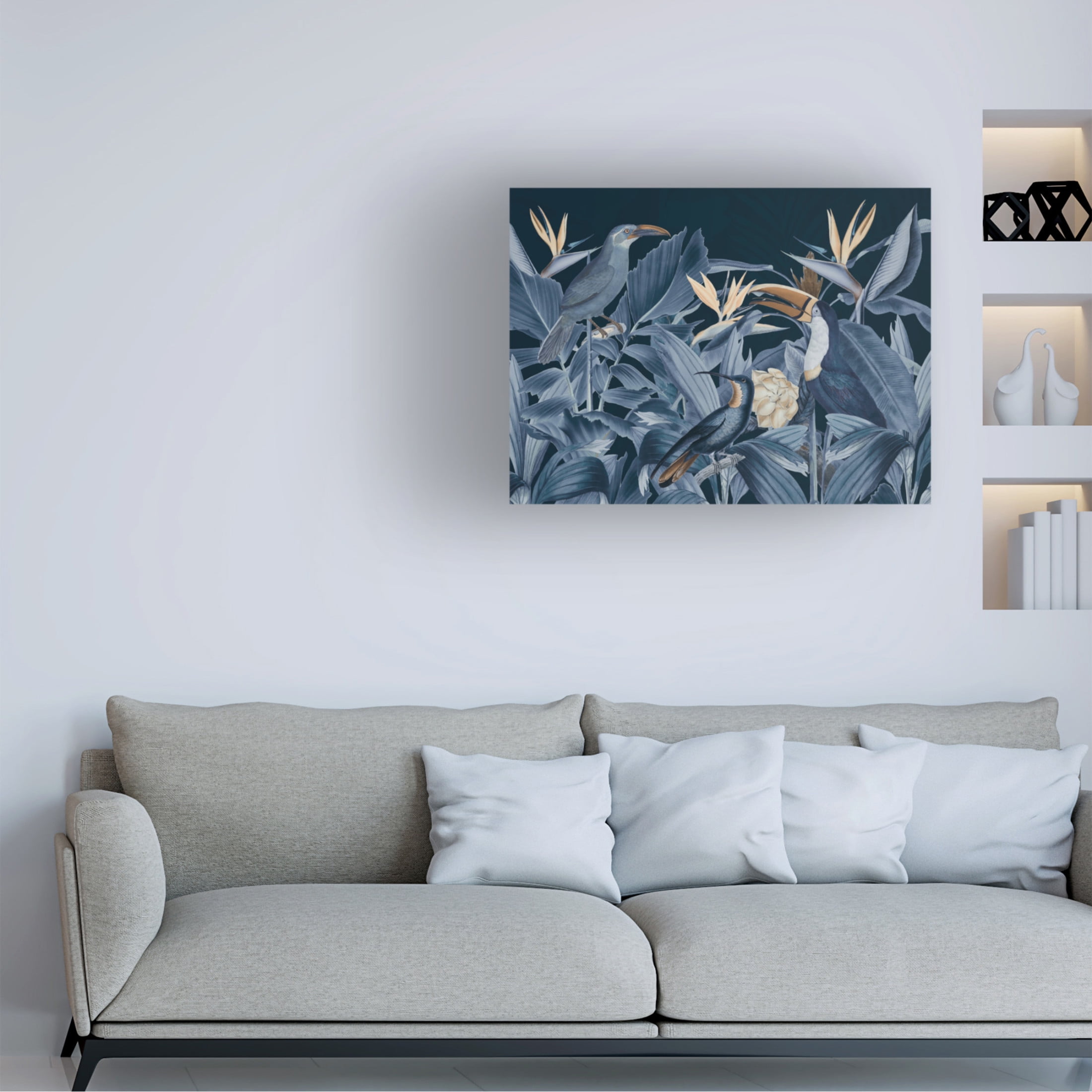 Trademark Fine Art Andrea Haase Rainforest Birds Blue Canvas Wall Art