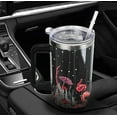 thumbnail image 6 of Skull Tumbler with Handle and Straw 40oz Flowers Skull Tumbler Travel Mug Skull Cup Insulated Leak Proof Tumbler Skull Gifts for Women Men-(black red), 6 of 6