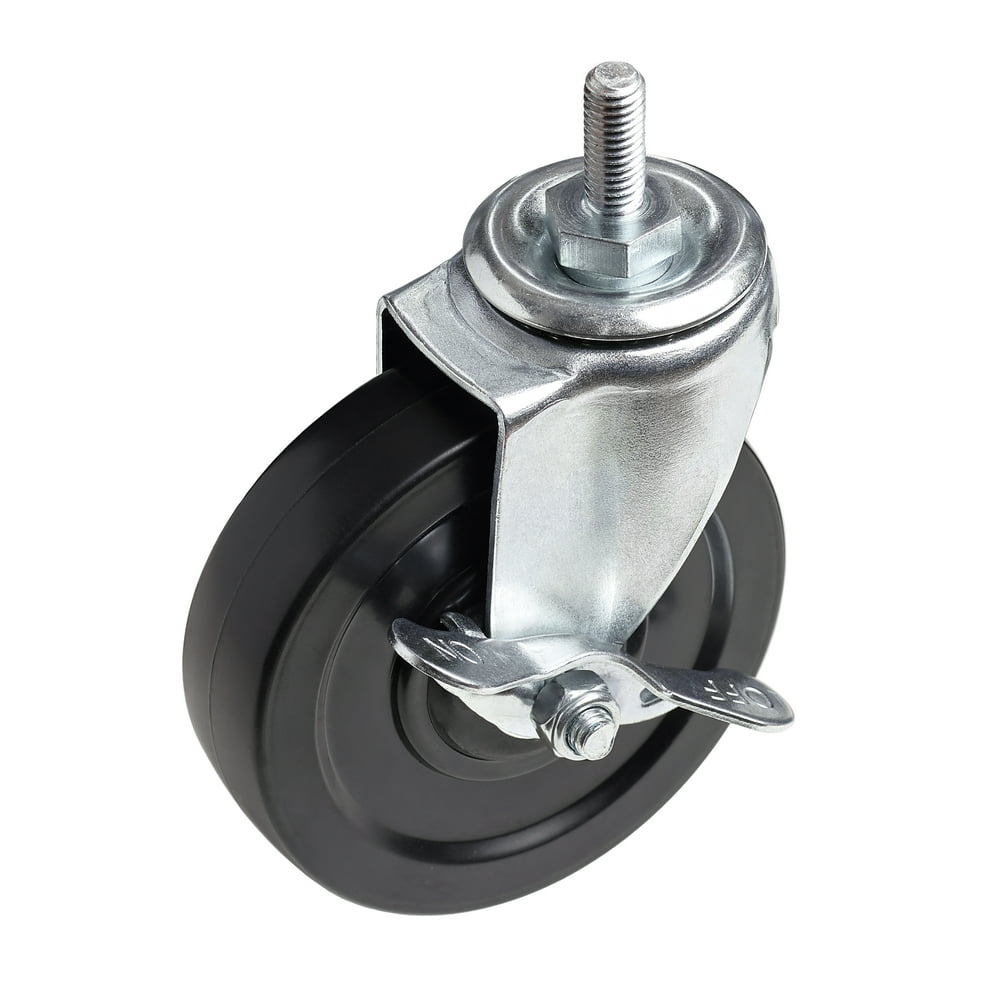 Hyper Tough 4 in. Wheel Casters 3/8 in. Bolt, with 2 Locking Casters, Black, Total Weight