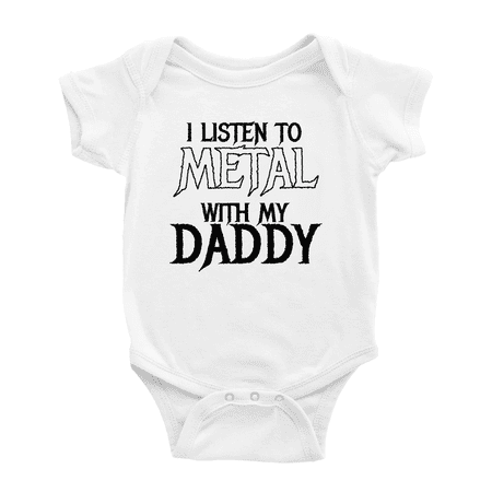 

I Listen to Metal with My Daddy Funny Baby Romper Bodysuits 0-24M