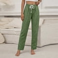 thumbnail image 2 of Women's Tall Fit Linen Blend Pants with Adjustable Drawstring Waist and Side Pockets, Lightweight Breathable Fabric for All Day Comfort Green S, 2 of 8