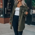 thumbnail image 4 of Ladies Spring and Fall Solid Color Lapel Double Side Slit Single Breasted Fashion Fleece Casual Coats, 4 of 5