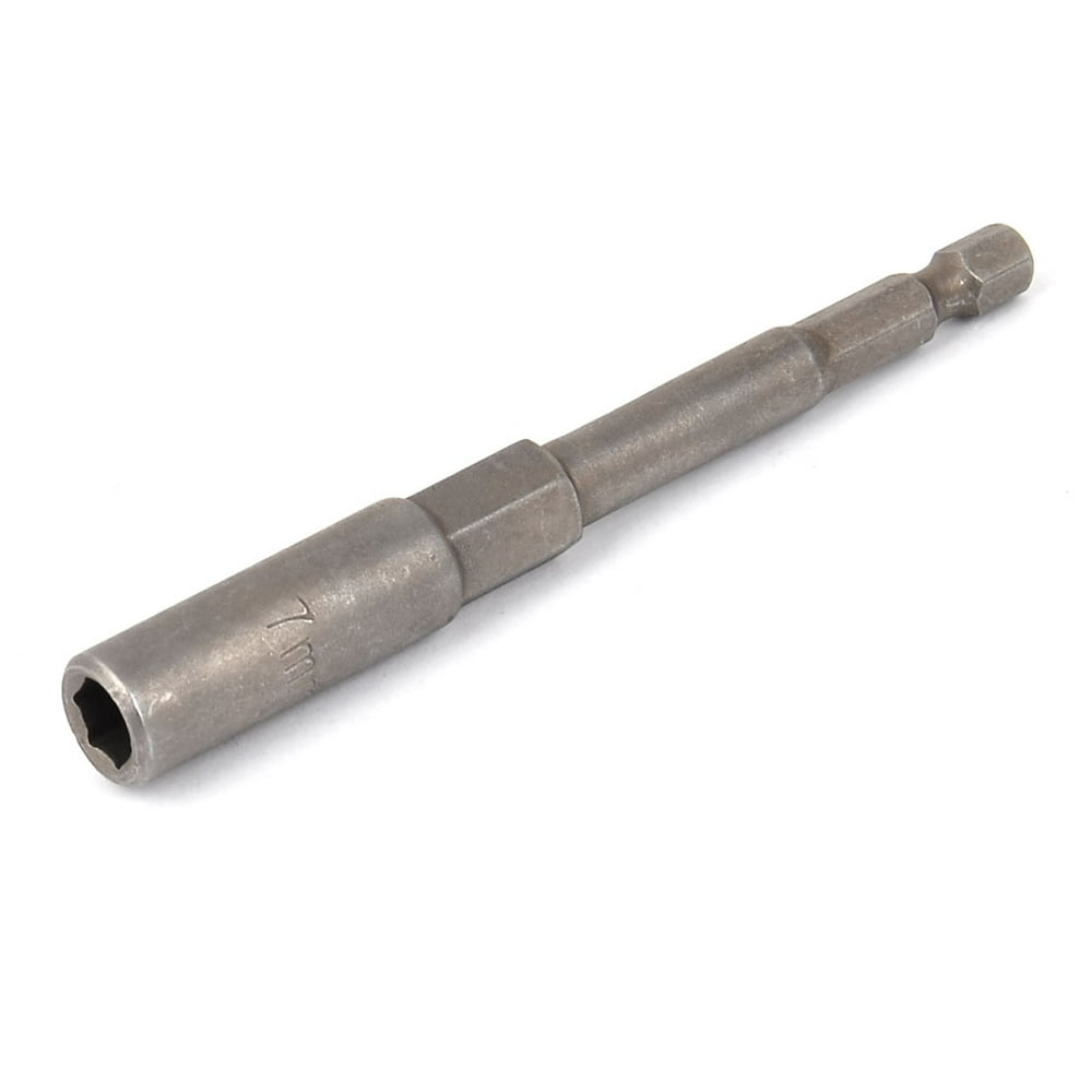 1/4" Hexagon Shank 7mm Hex Socket Nut Driver Adapter Bit 100mm Long