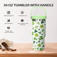 thumbnail image 4 of 30oz St. Patrick''s Day Tumbler with Handle & Flip Lid - Green Irish Shamrocks Travel Mug, Coffee Cup, Water Bottle - Gift for Women, Men - Holiday Decor, 4 of 6