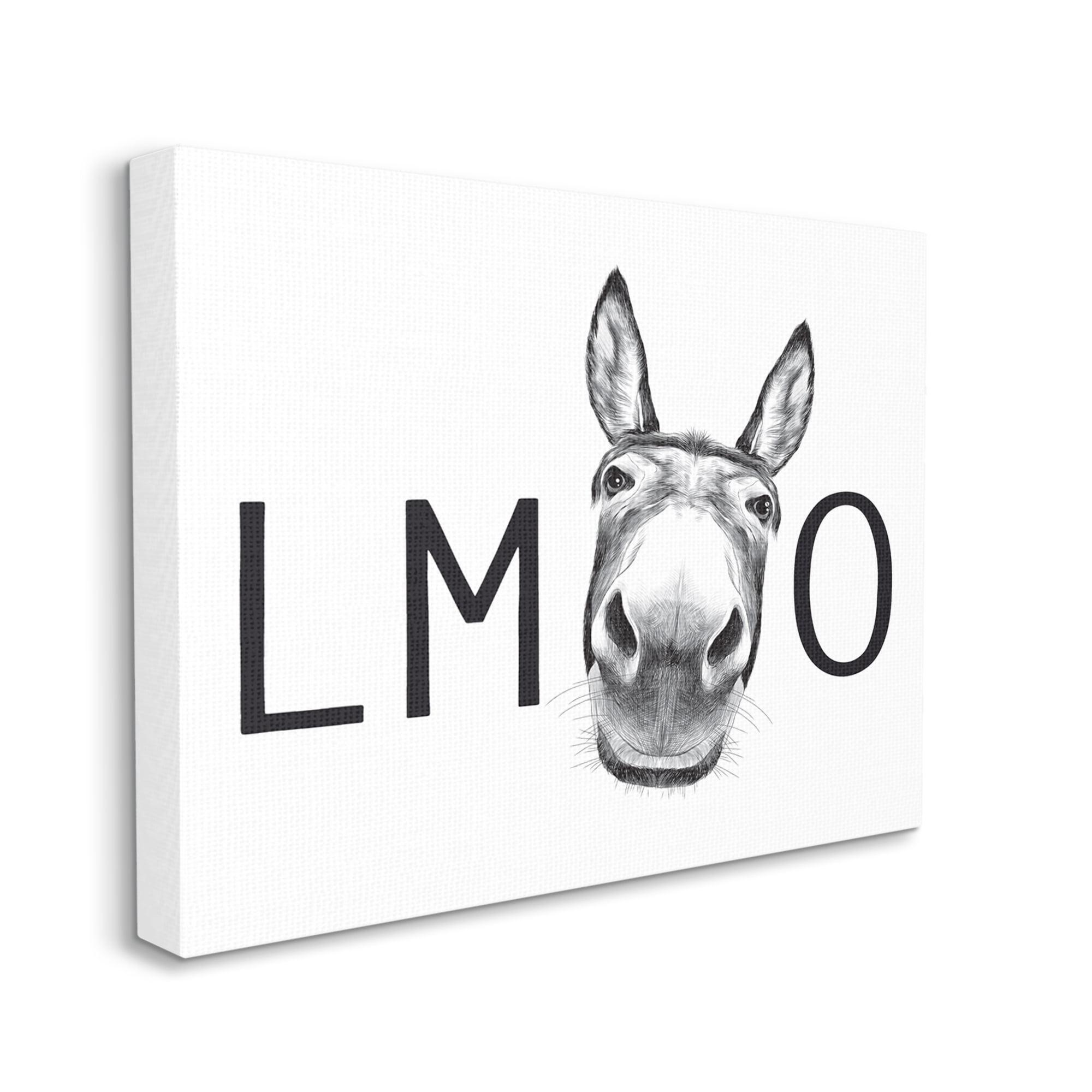 Stupell Industries LMAO Donkey Amusing Monochrome Casual Animal Humor Graphic Art Gallery Wrapped Canvas Print Wall Art, Design by Lettered and Lined