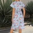thumbnail image 4 of QIPOPIQ Robes Midi pour Femmes à Étages à Manches Courtes Robes Décontractées Tendance Robe Bandage d'Été Robe Aguichant à Imprimé Floral Offres 2023, 4 of 4