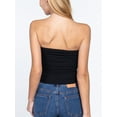 thumbnail image 3 of FashionMille Women's Slim Fit Off Shoulder Side Ruched Detail Rib Jersey Knit Crop Tube Top, 3 of 6