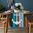 thumbnail image 2 of Teal Blue Anchor Coastal Table Runner - 48 Inch Long, Kitchen Dining Table Runner Dresser Scarves, Nautical Vintage Art Wooden Grey Farmhouse Decor for Coffee Tables Wedding Party Banquet, 2 of 8