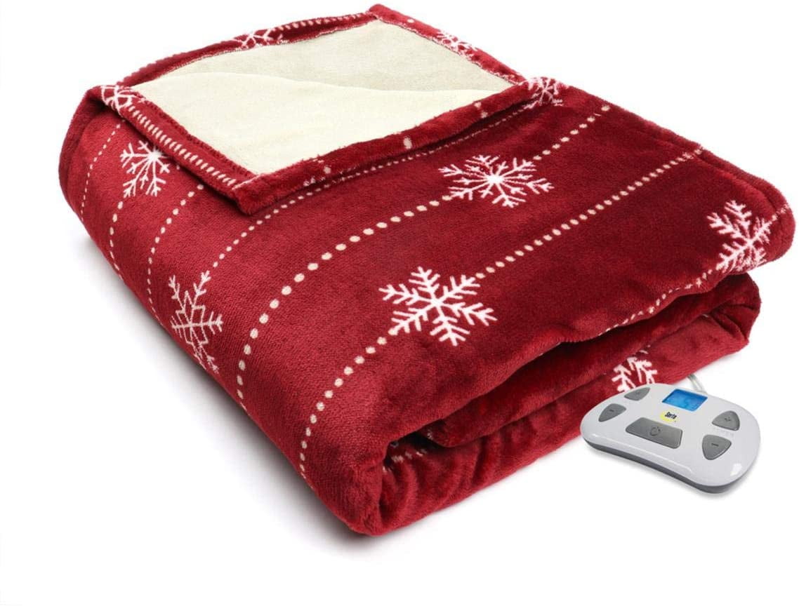 Navy Quilted Secure Comfort Technology Electronic Heated Throw Blanket 51 x 63 3 Heat Settings Auto Shut Off Fast Heating for Full Body Warming