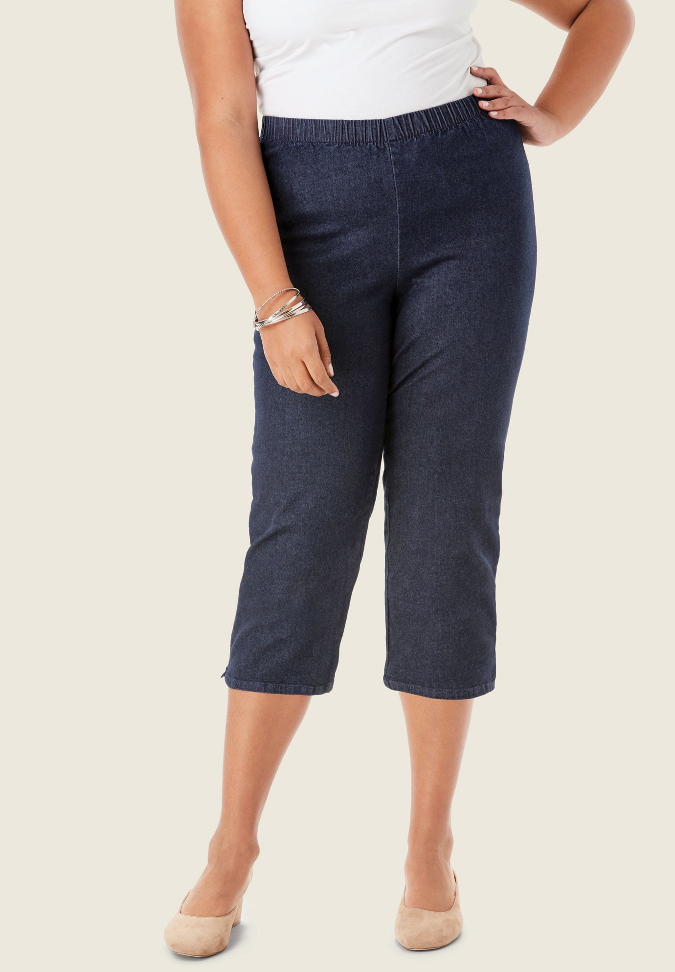plus size pull on jean capris