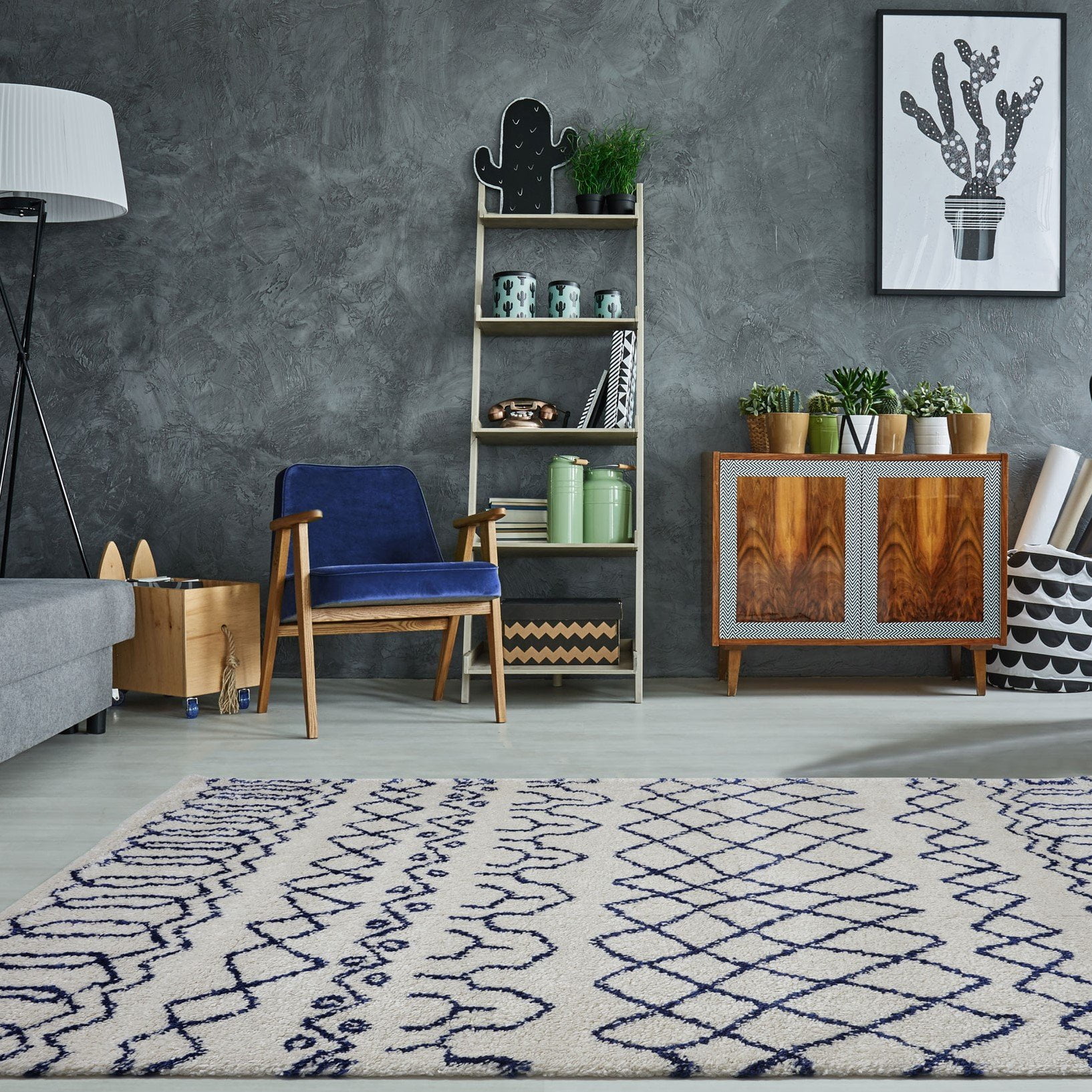 Ladole Rugs Trellis Synthetic Beautiful Soft Modern Carpet Area Rug In Ivory Navy Blue 5x8 5 3 X 7 6 160cm 230cm Ladole Rugs Trellis Synthetic Beautiful Soft Modern Carpet Area Rug In Ivory Navy Blue 5x8 5 3 X 7 6 160cm 230cm