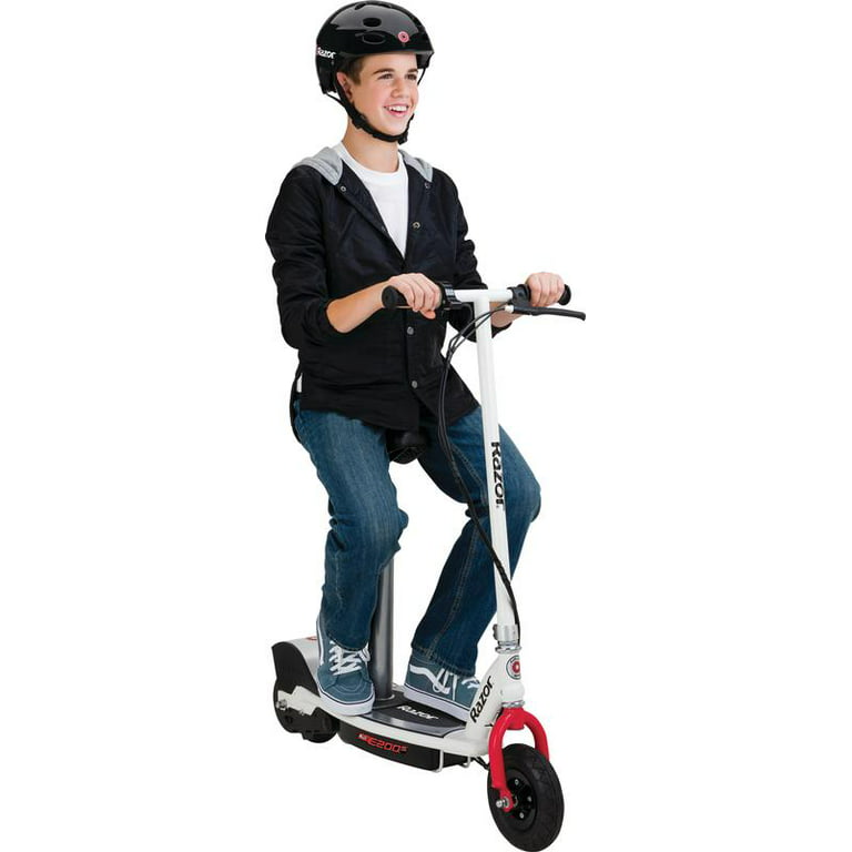 Razor E200S Seated Electric Scooter, for Ages 13+ and up to 154 lbs, 8  Pneumatic Front Tire, 200W Chain Motor, Up to 12 mph & up to 8-mile Range,  24V Sealed Lead-Acid