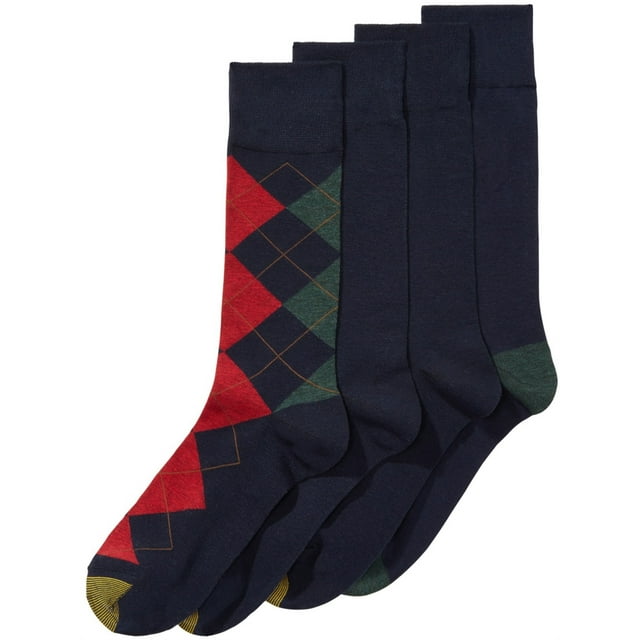 Gold Toe Mens 4 Pack Argyle Midweight Calcetines, Multicolor, 7-12