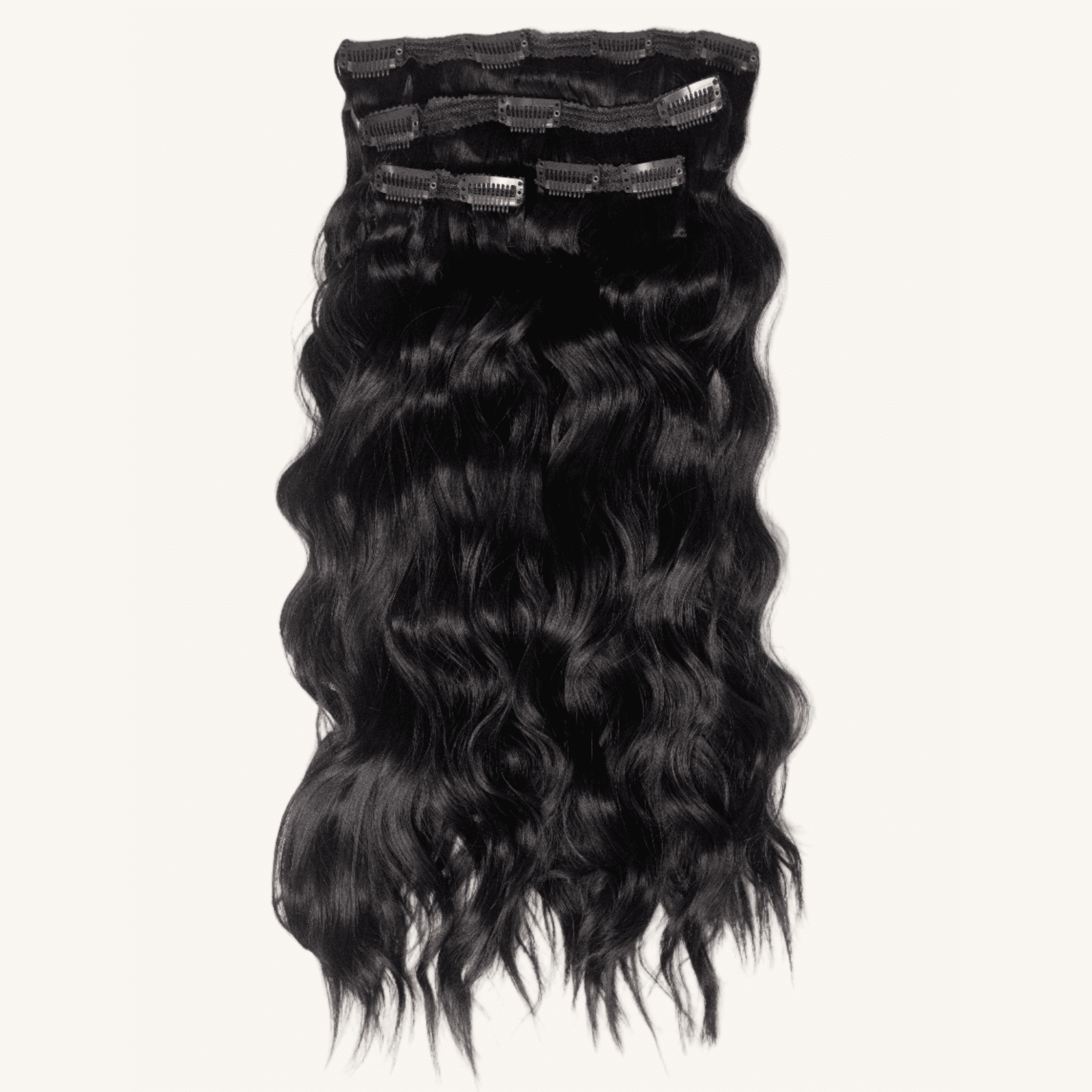 Mane Theorie Beach Wave Clip-In Hair Extensions for Women, 20 inch, dark brown