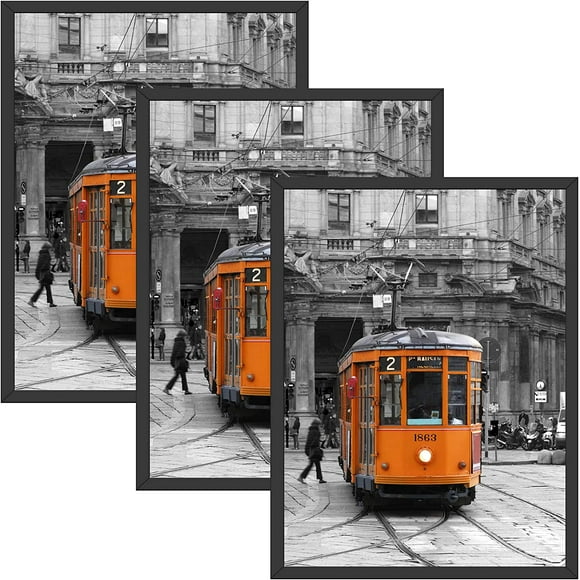 AmPm 16x20 Frame Black 3 Pack, 16x20 Picture Frames for Wall,Wood Frame 16x20 with Mounting Hardware