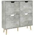 thumbnail image 1 of HOMCOM Shoe Cabinet with 4 Flip Drawers and Adjustable Shelves, Grey, 1 of 10