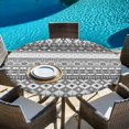 thumbnail image 6 of Grey White Boho Round Tablecloth, Fitted Table Cover with Elastic for 36"-44" Round Tables, Vintage Ethnic Tribe Abstract Art Table Cloth Outdoor Indoor Dinning Party Waterproof Tablecloths, 6 of 7