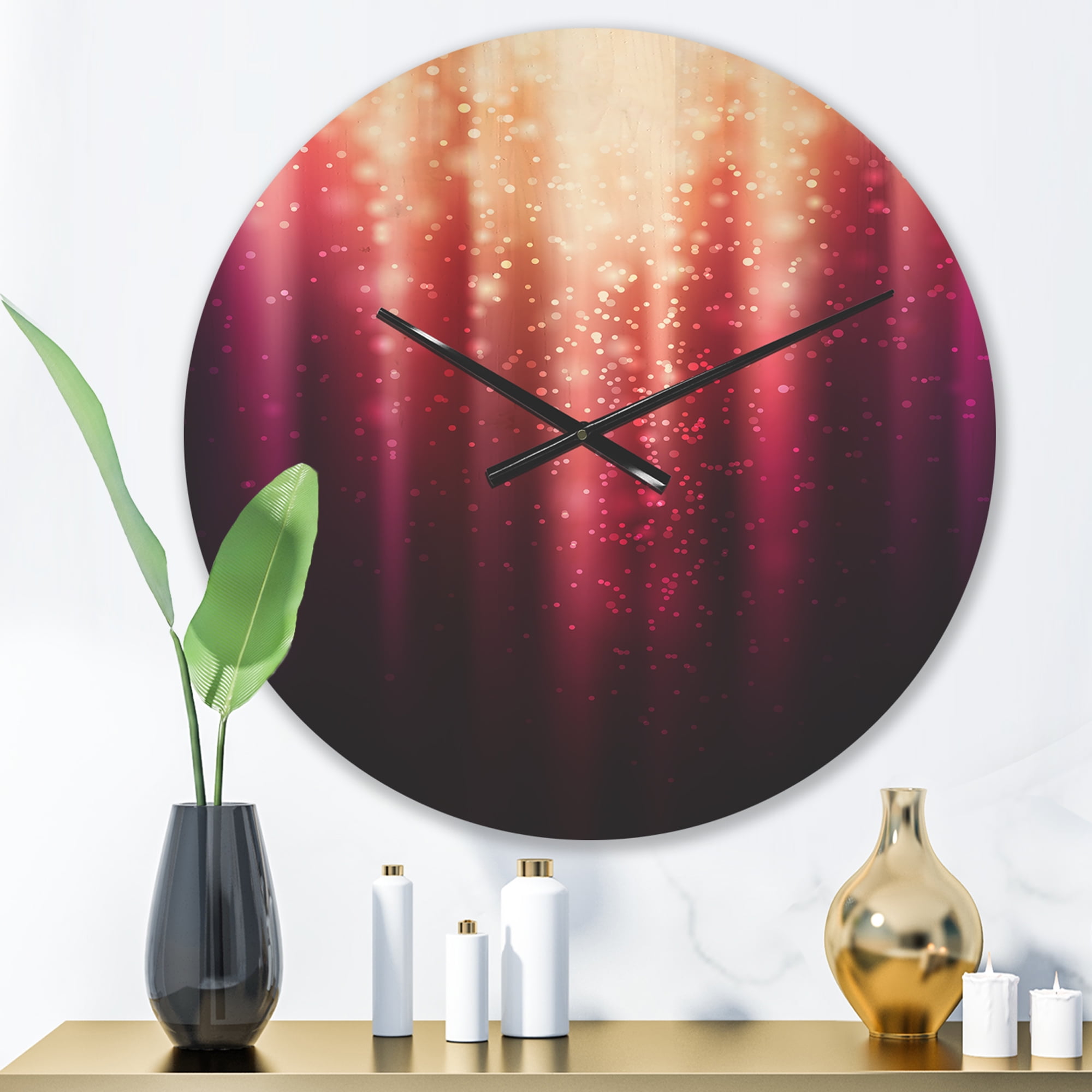 Designart 'Magic Light With Purple' Modern Wood Wall Clock