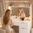 thumbnail image 6 of Tomnk Vanity Desk with Mirror and Lights, 35.4" Makeup Vanity with 4 Drawers and 7 Storage Shelves, Power Outlet, Dressing Table for Bedroom, White, 6 of 9