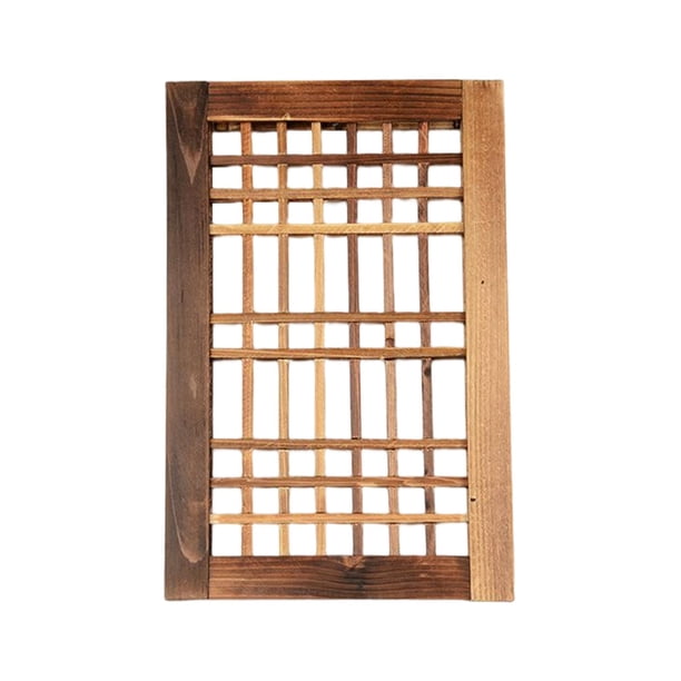 Marco de ventana de madera con celosía para entrada y sala de estar, fácil de colgar. 40cmx26cm