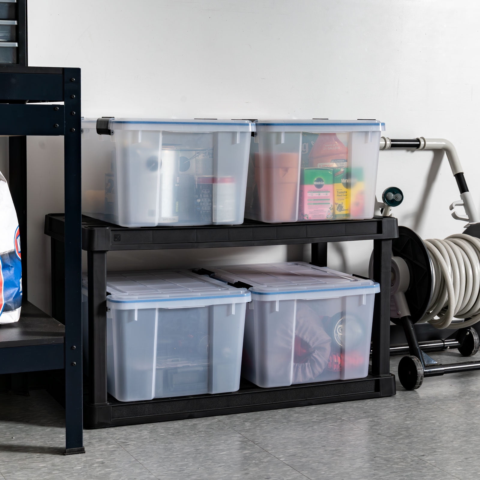 IRIS 44 Qt. Plastic Storage Bins with Sealed Lids, Clear Gasket Box, Airtight Containers 4Pk