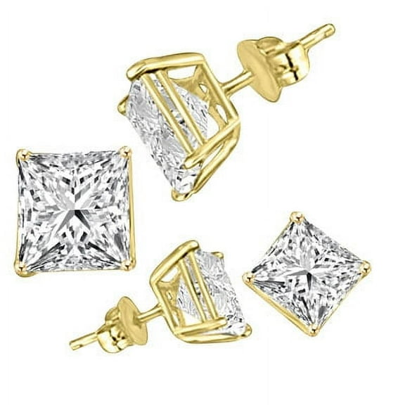 Diamond Essence Stud Earrings with Princess cut Stones - VEE1513 - 2 Carat