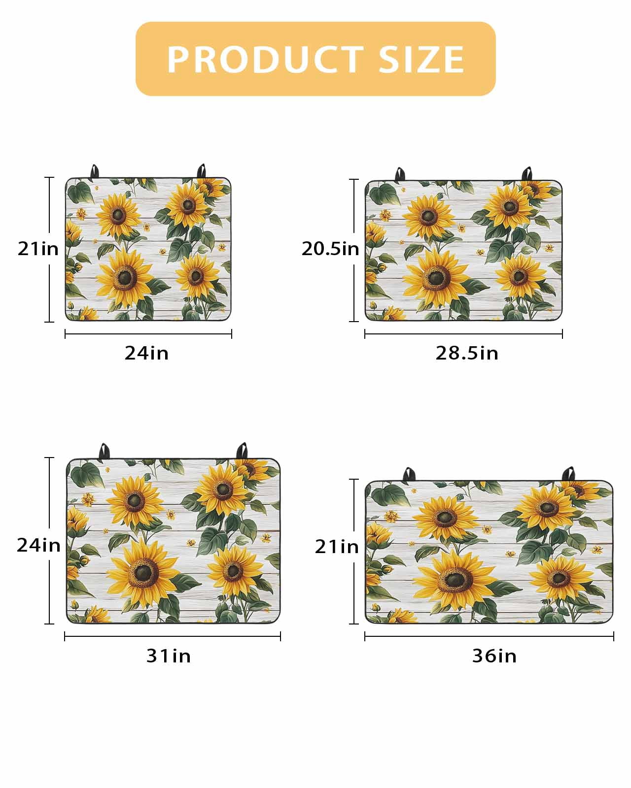 nqOlkjepod Large Induction Cooktop Protector Mat 36"x21", Yellow Sunflowers Stove Top Covers for Electric Stove, Country Botanical Floral Wooden Grain Stove Burner Cover Mats, Glass Top Stove Cover