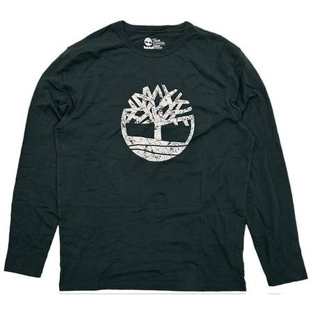 Timberland Men's Classic Logo Graphic Print Long Sleeve Tee T-Shirt (Large, Forest Green)