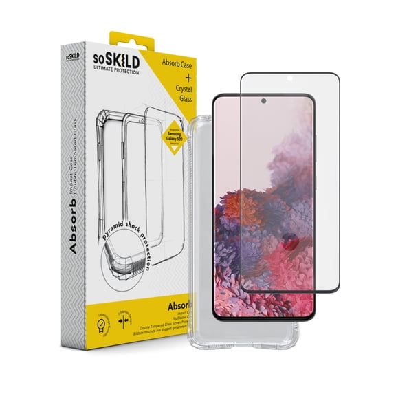 SOSKILD Mobile Case Absorb 2.0 Impact Case for Samsung Galaxy S20 with Screen Protector - Transparent