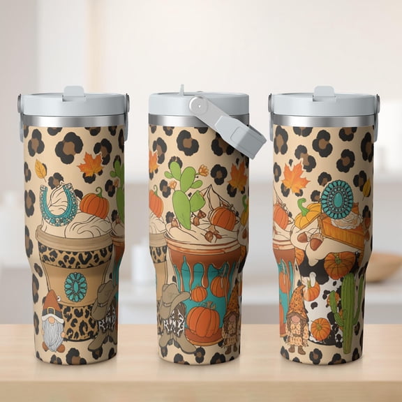 30oz Fall Tumbler with Handle Insulated Stainless Tumbler ,Travel Home Office Coffee Cup Water Bottle,Mug Cup,Gifts for Women Thanksgiving gift