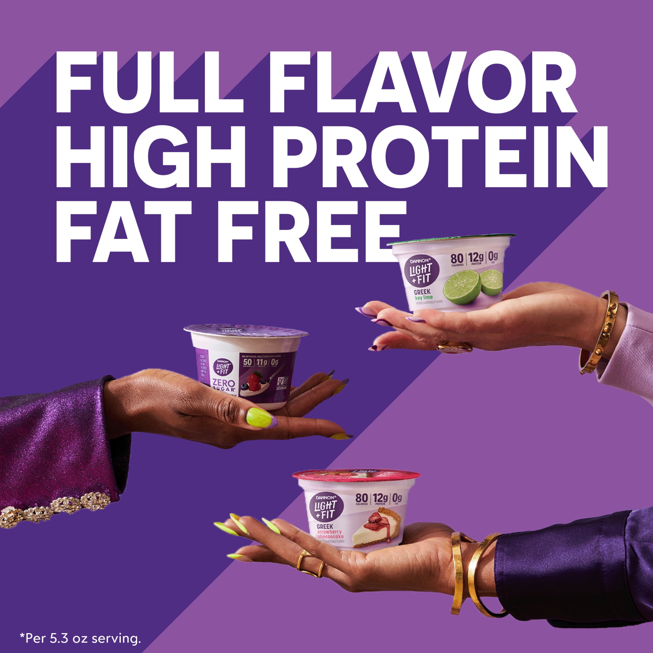 Dannon Light + Fit Cherry Greek Fat Free&nbsp;Yogurt Cups, Convenient Anytime&nbsp;Snacks, 5.3 oz, 4 Count
