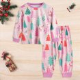 thumbnail image 2 of TOWED22 Toddler Baby Girl Outfits Ruffle Long Sleeve Print Tops + Flare Pants Set Toddler 2Pcs Fall Winter Clothes Size:2-3 Y,Color:Pink, 2 of 6