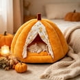 thumbnail image 4 of Cififendec Halloween Pet Cave Bed, 15.74"×15.35", Soft Plush Pumpkin‑Shaped Enclosed Sleeping Nest for Thanksgiving Small Cats and Puppies Use, 4 of 6