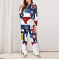 thumbnail image 2 of Rateoe The Map Of United States Pattern Womens Pajamas Set Long Sleeve Sleepwear Button Down Nightwear Soft Cotton Pj Lounge Sets-, 2 of 7