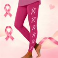 thumbnail image 2 of Women's Leggings Cancer Awareness Pink Ribbon Print Breathable Seamless Casual Tummy Control Leggings, 2 of 5