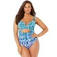 thumbnail image 1 of Swimsuits For All Women's Plus Size Cut Out Underwire One Piece Swimsuit 12 Engineered Abstract, 1 of 5