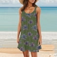 thumbnail image 2 of Women's Summer Sleeveless Pleated Casual Dress V Neck Shoulder Strap Beach Floral Loose Tank Womens Casual Trendy Midi Dresses, 2 of 4