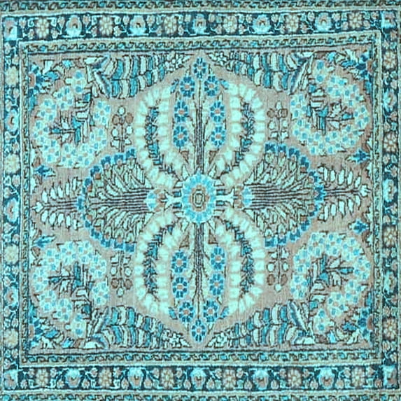 Ahgly Company Indoor Square Persian Light Blue Traditional Area Rugs, 7' Square