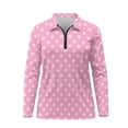 thumbnail image 2 of Uorisanigo Pink Polka Dots Women's Golf Shirt Size L Dry-Fit Soft Women's Long Sleeve Athletic Shirts Relaxed Versatile Quarter Zip Pullover for Workout Sports, 2 of 7