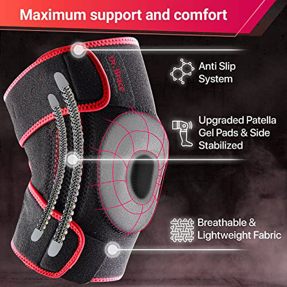 DR. BRACE Compression Knee Brace with Side Stabilizers & Patella Gel Pads, Knee Support for Knee Pain, Running & Sports, Men & Women (Sunrise, XX-Large)
