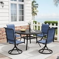 thumbnail image 3 of MEOOEM 360° Patio Swivel Chairs Set of 6, Blue Padded Textilene Fabric & Metal Frame Outdoor Swivel Rocker Chairs 450LBS for Outside, Porch, Lawn, 3 of 13