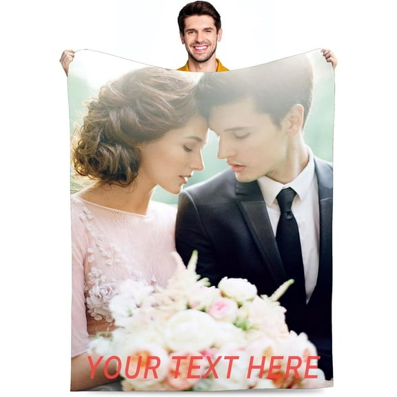 Personalized Custom Blanket with Photo Birthday Gifts for Family Son Daughter Wife Husband, Birthday for Her Him, Women Men Gifts Fits Couch Bedroom Living Room