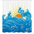 thumbnail image 3 of Ambesonne Abstract Shower Curtain, Curved Ocean Waves Sun, 69"Wx70"L, Blue Yellow Orange, 3 of 3