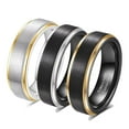 thumbnail image 3 of HIJONES Unisex Tungsten Steel Matte 6MM Two-Tone Ring Polished Edge Couple Wedding Band Jewelry Silver-Gold Size 9, 3 of 5