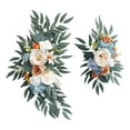 thumbnail image 1 of 2 piezas de flores artificiales para arco de boda, guirnalda de flores moderna con hojas verdes azul y naranja, 1 of 9