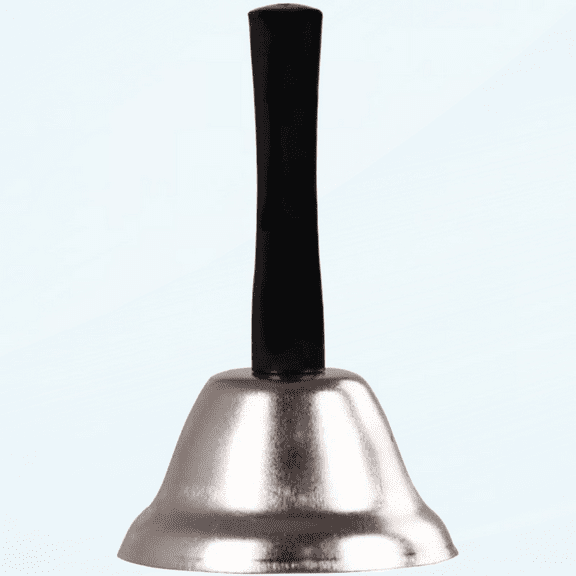 Extra Loud Hand Call Bell Wooden Handle Metal Handheld Bell Ringing Bell (Silver)